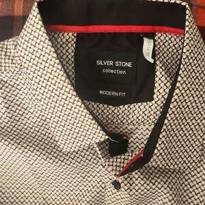 Silver Stone Collection Men's XXL Modern Fit Geometric Print Button Down Shirt
